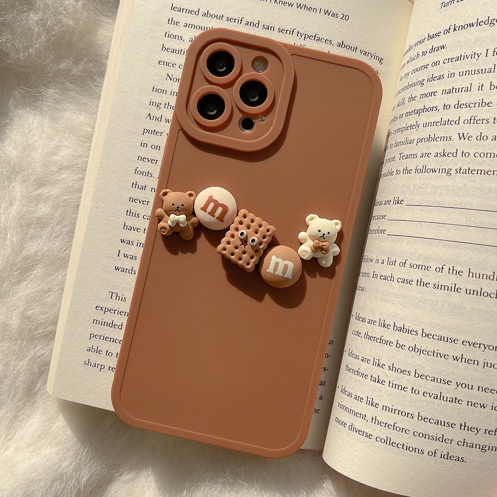 Soft Case Silikon Desain Cookie Bear 3D Untuk Iphone 13 12 Mini 11 Pro Max X Xs Xr 8 7 Plus Se