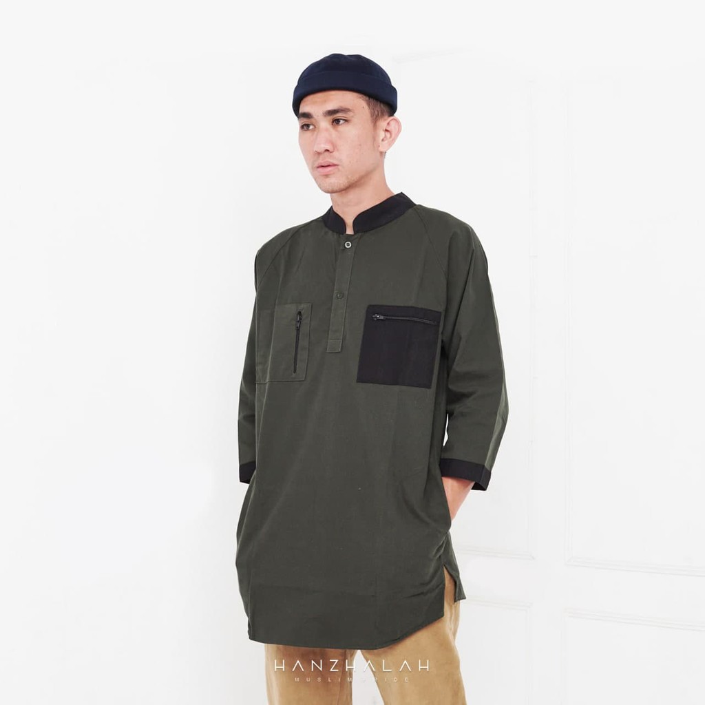 Gamis Zipper Army (kemko kemeja koko ikhwan dewasa baju koko gamis ikhwan kurta hanzhlahmuslimpride)