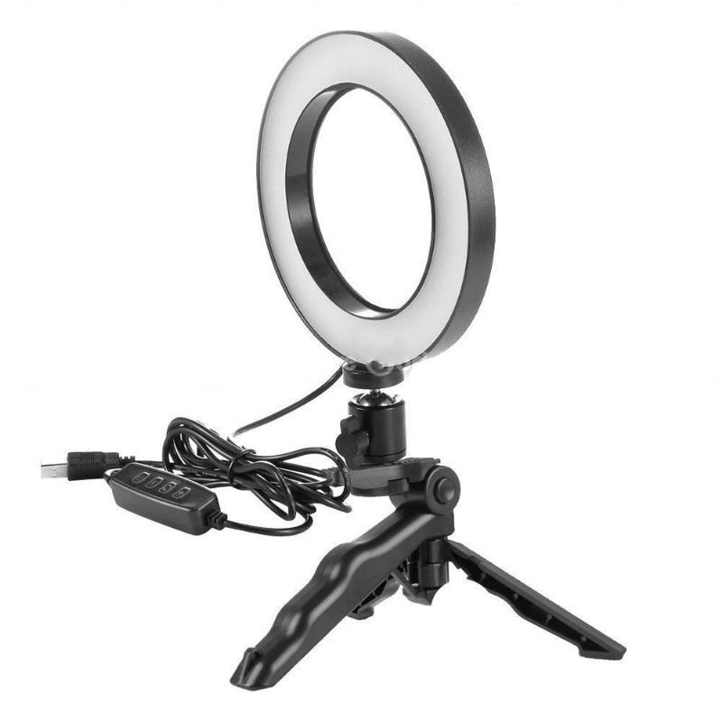 Trend-Ringlight Led 16Cm Lampu Make Up Vlog Lampu Ringlight Live PLUS Tripod Foldable