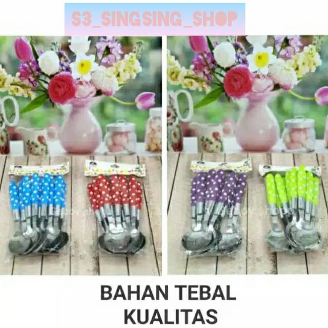 SENDOK POLKADOT STAINLESS ISI 6 PCS