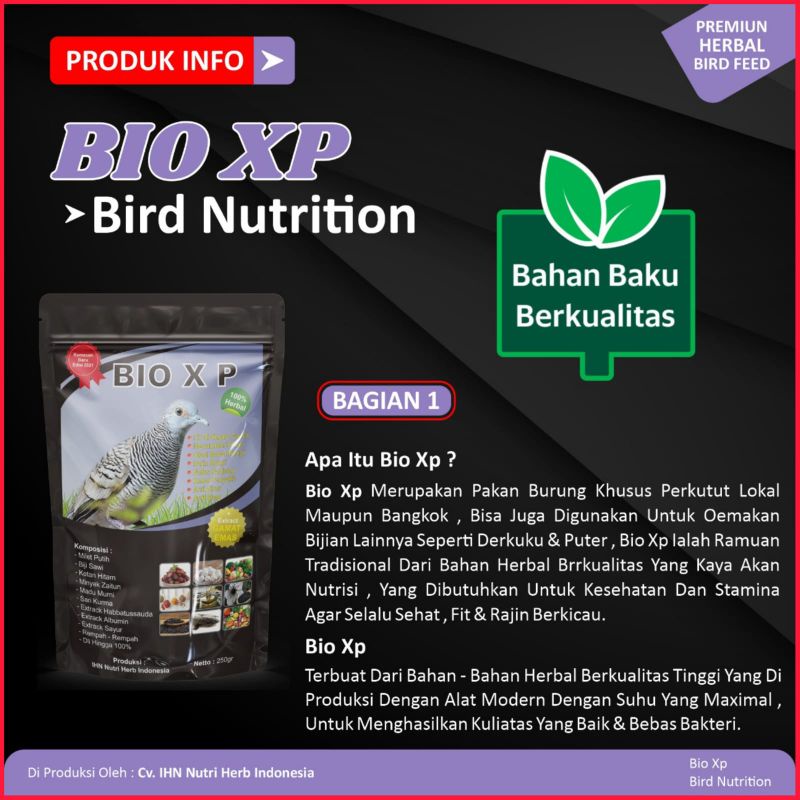 Pakan Burung Perkutut  Bio Xp Herbal - Bio Xp Asli - Bio Xp Original - Pakan Burung Perkutut Lokal - Pakan Burung Perkutut Bangkok - Pakan Perkutut Gacor - Pakan Lomba Burung Perkutut - Pakan Ternak Burung Perkutut