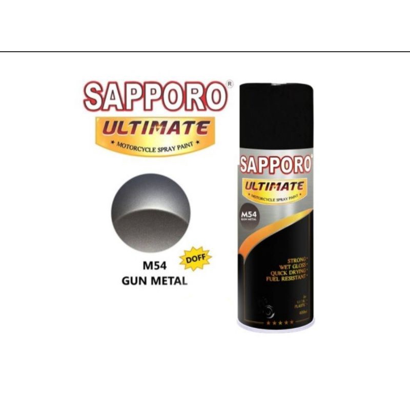 SAPPORO ULTIMATE M54 GUN METAL CAT SEMPROT AEROSOL SPRAY PAINT WARNA ABU ABU METALLIC saporo tahan b