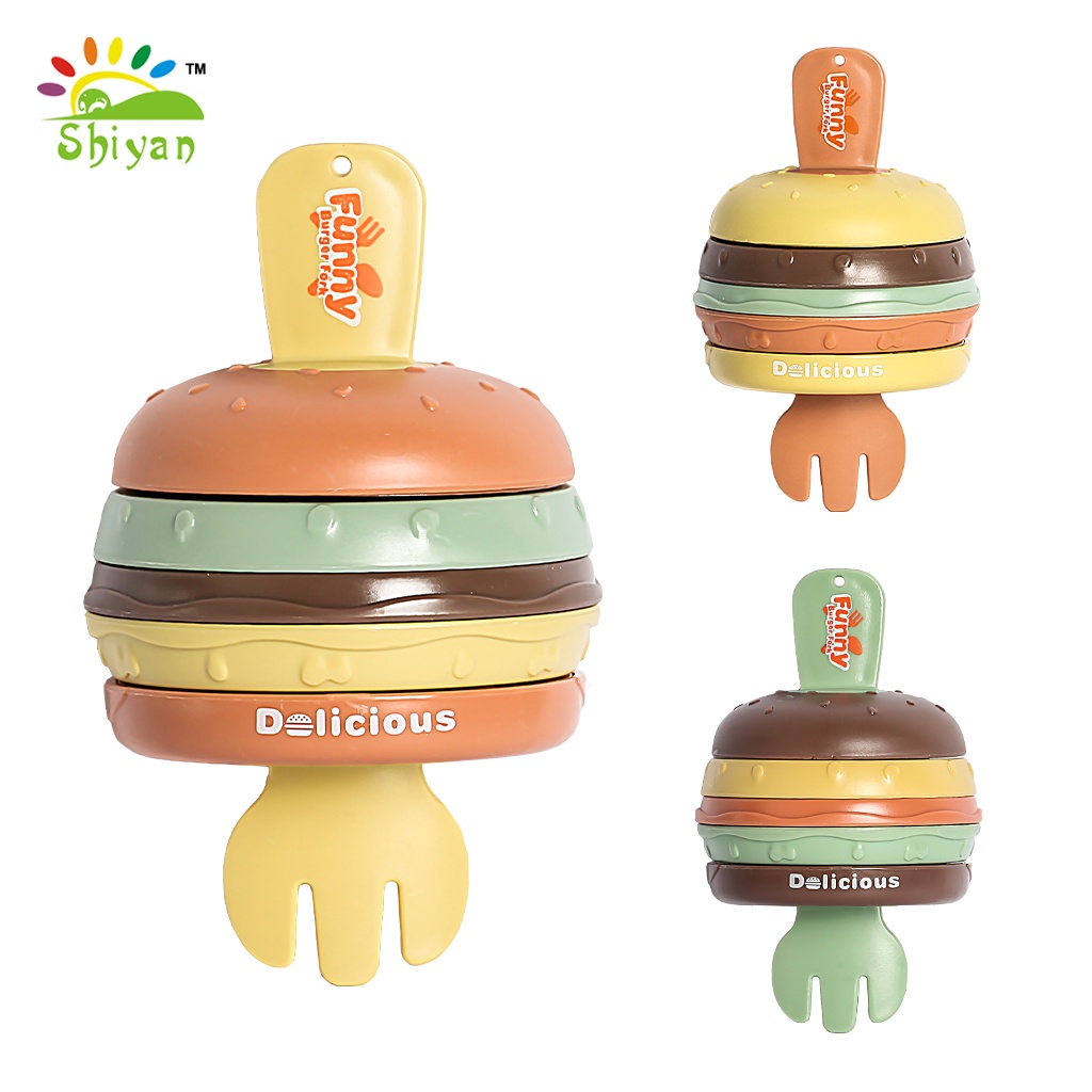 [Shiyan] mainan mini hamburger dengan garpu mini mainan lucu lovely hamburg toys mini fork pengiriman RANDOM / ACAK