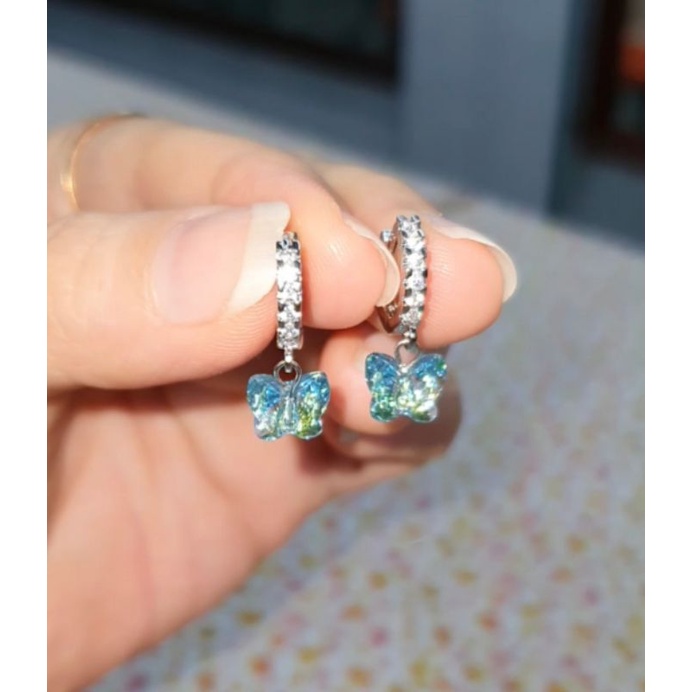 Anting kupu kupu swarovski original