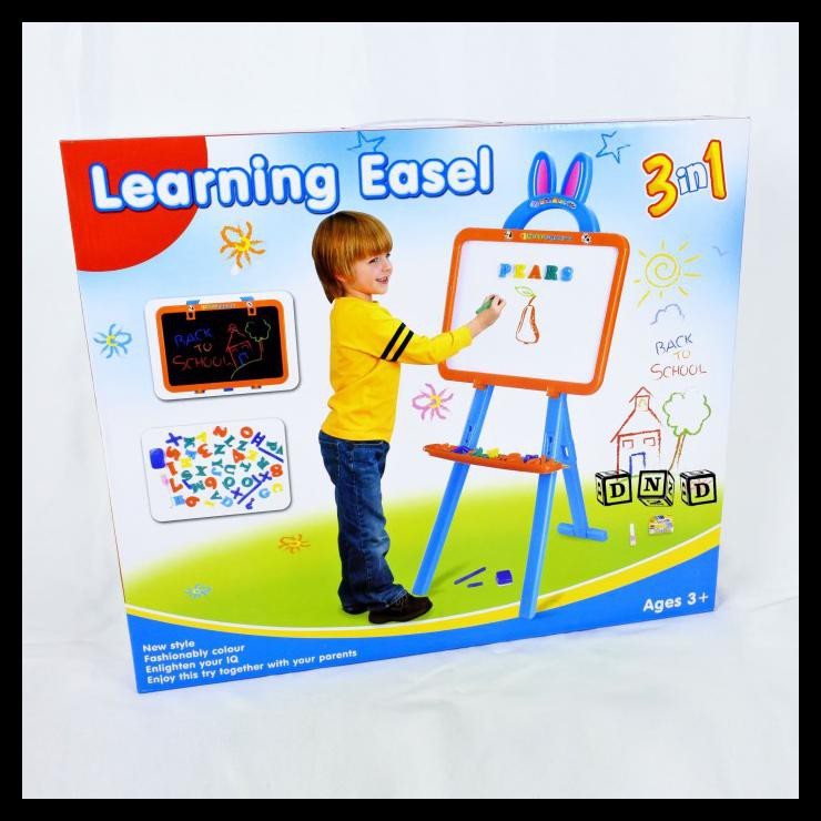 

Mainan Anak Learning Easel 3 In 1 Papan Tulis Magnet Black White Board