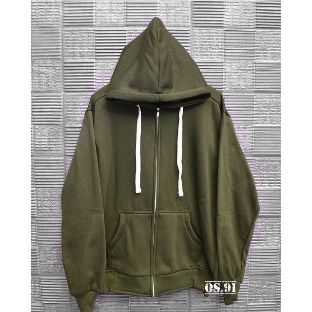 Jaket polos Unisex zipper M L XL XXL XXXL hoodie hijau army cowok cewek /jaket sweater jumbo bigsize