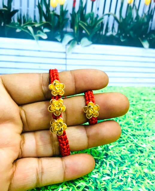 Satu set gelang dan cincin wanita / gelang rajut bunga lapis emas / replika emas / gelang