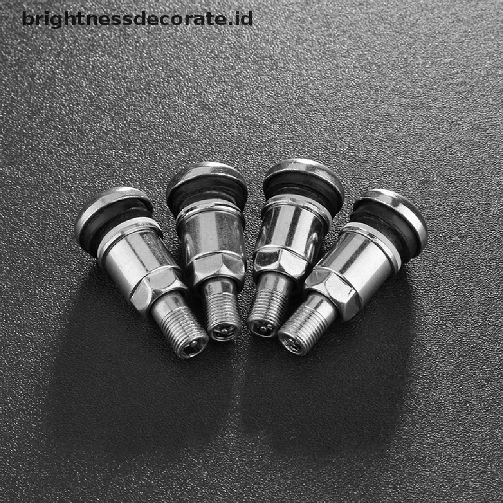 4pcs Tutup Pentil Ban Bahan Stainless Steel Dengan Tutup Anti Debu Untuk Mobil / Motor