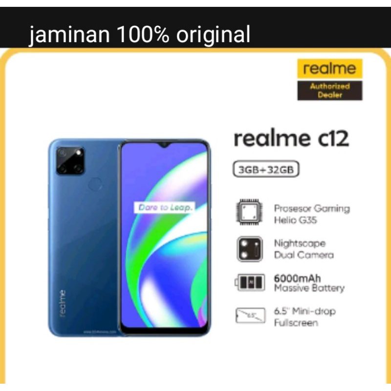 HP realme C12 3/32GB (6, 0000mAh Baterai, Triple Camera, 6.5 Mini - drop