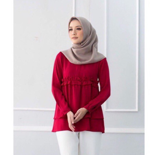 Audrey blouse in maroon by wearing klamby size s