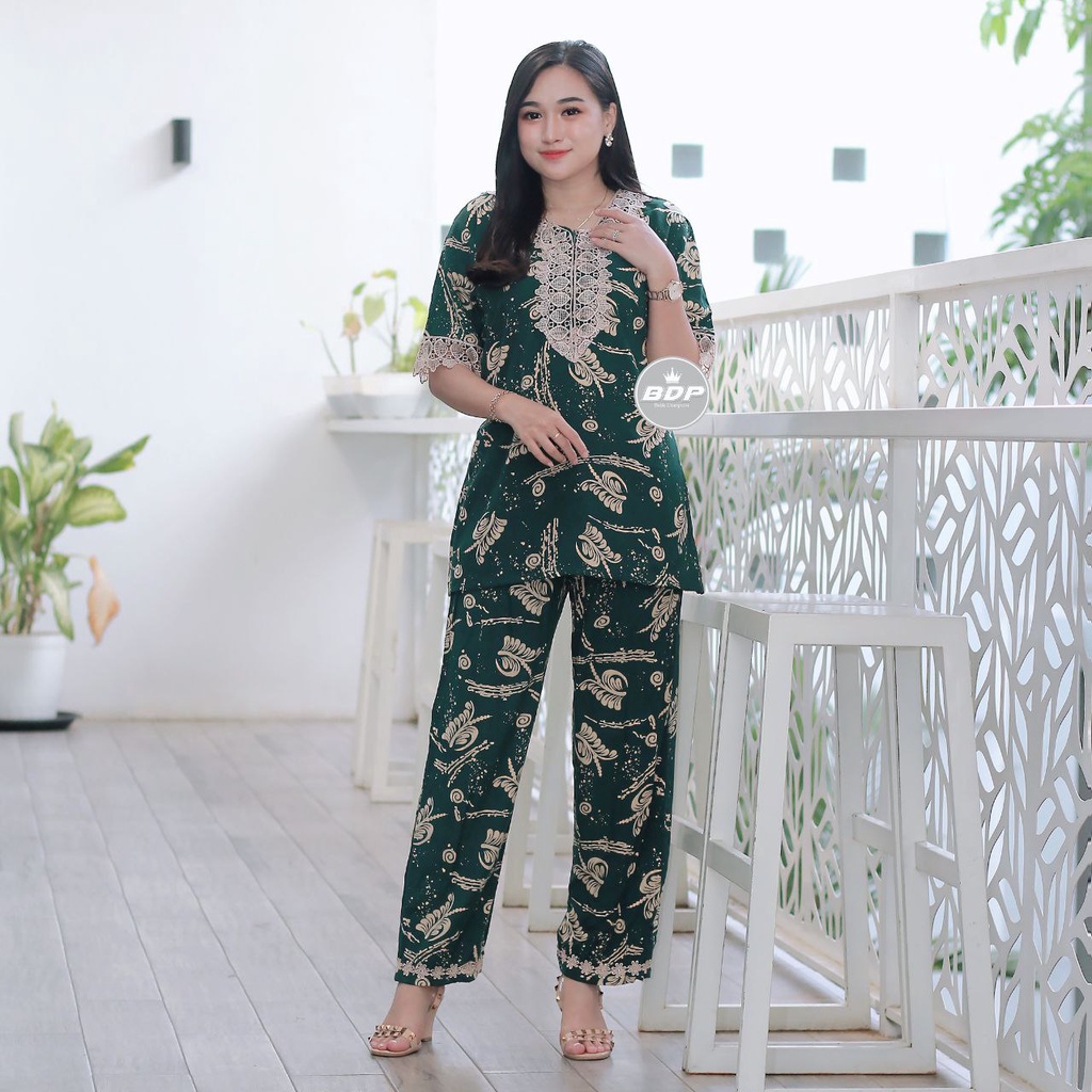 TERBARU | SETELAN BAJU TIDUR PIYAMA ARAB RENDA | ONE SET BUSUI | PIYAMA ARAB RENDA-ST silvana ijo botol