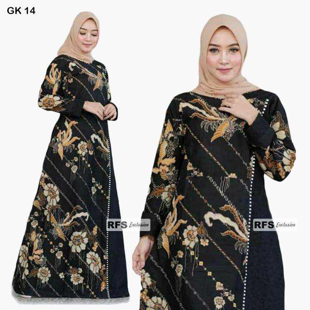 Ms Gamis Batik Sriwedari Maxi Super Jumbo Xxl Ld 110cm Bumil/busui Katun Sogan