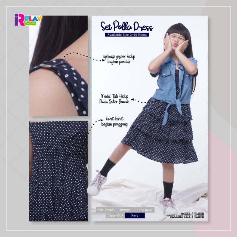 Setelan Anak Perempuan Set Polka Dress