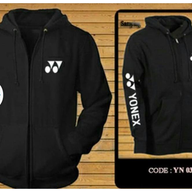 Jaket Hoodie Resleting YONEX logo dada depan lengan bahan fleeces / asean games / asia game / asian