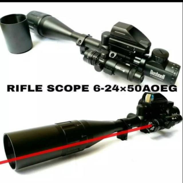 Riflescope Hunting Bushnell 6-24x50 Red Dot Sight and Red Laser Scope