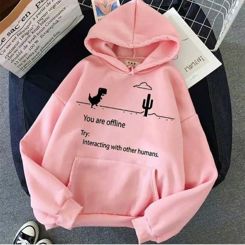 OFFLINE SWEATER JAKET HOODIE OVERSIZE WANITA | HOODIE OVERSIZE WANITA KOREAN STYLE-5