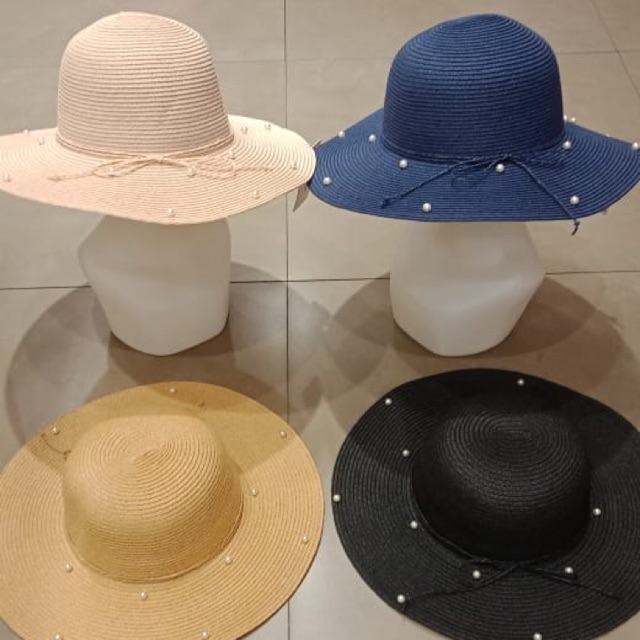 MINISO Topi pantai Pearly uk 57cm. Topi fashion miniso