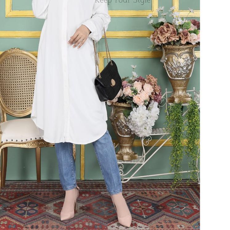 ➸ Kemeja Tunik Wanita | Tunik Rayon Polos | Tunik Putih Polos ➵