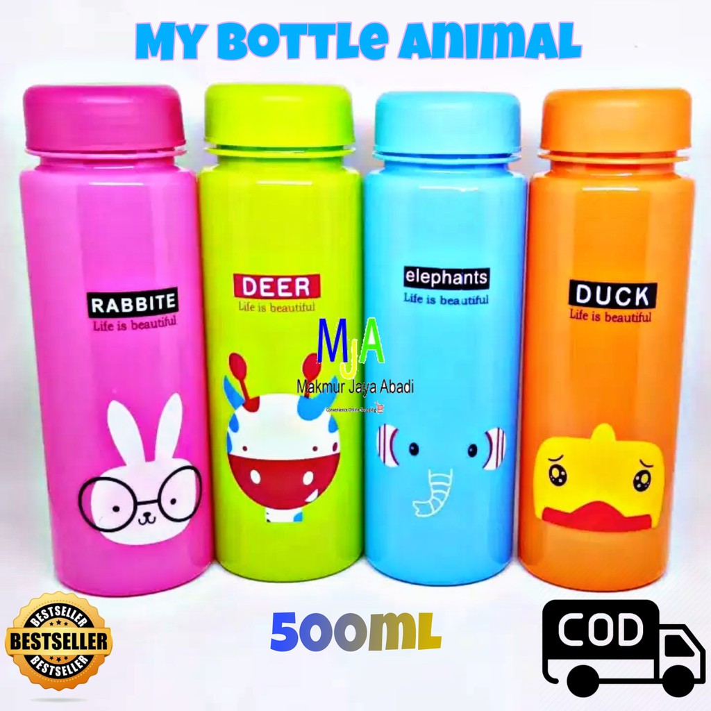 ( BISA COD ) PROMO TUMBLER MY BOTTLE ANIMAL 500 ML TEMPAT BOTOL AIR MINUM ANAK KARAKTER HEWAN LUCU