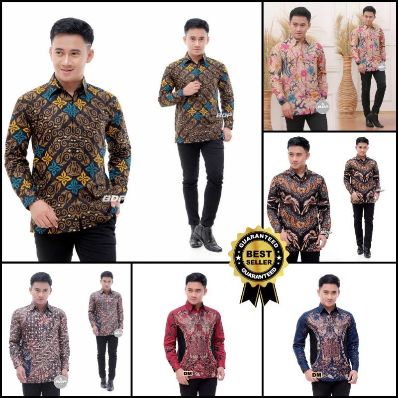 KEMEJA BATIK PRIA LENGAN PANJANG SIZE M L XL XXL  BSWART BatiK HRB026 Kenongo Hem Panjang Padi