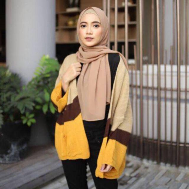 CAMEROON CARDY OVERSIZE / cardy rajut wanita / korean style-Mustard