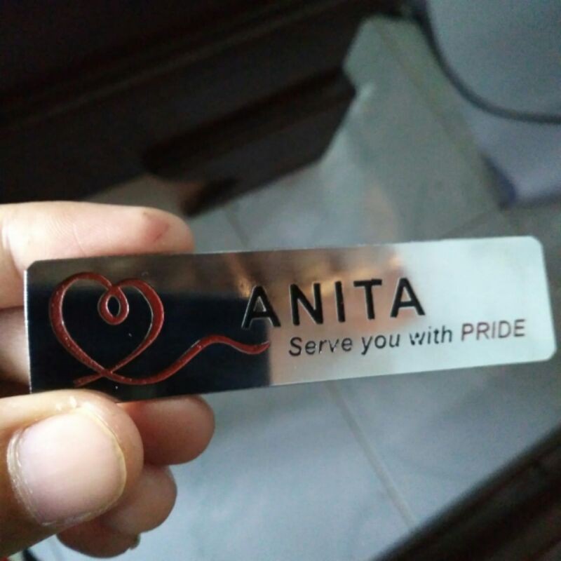

Name tag / nama dada stainless magnet satuan