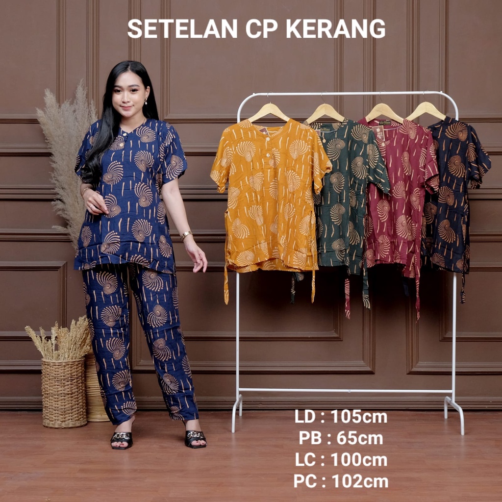 SETELAN CP MOTIF KERANG / LD 105cm / ONESET RAYON WANITA MURAH