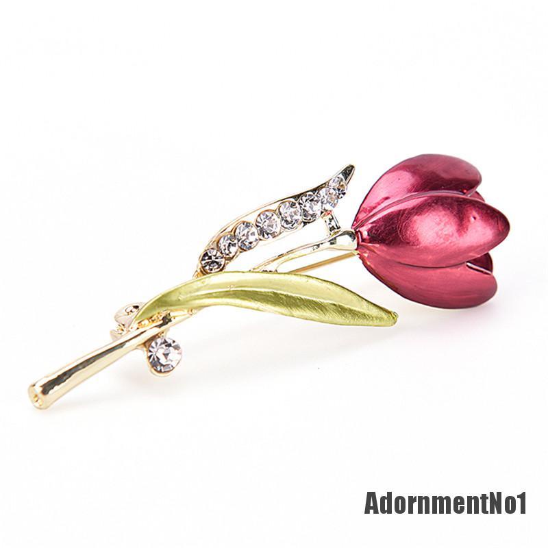 (Adornmentno1) Pin Bros Bunga Tulip Hiasan Kristal + Berlian Imitasi Elegan