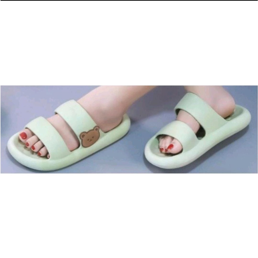 Sandal Slop Jelly Karet Wanita dan Anak Cewek Ban 2 Bear Brown Samping Cantik Cute Import Mokaya / Size 36-41 (222-12) - Fanz Store