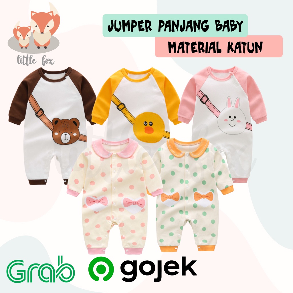 JUMPER PANJANG BABY / ANAK CEWEK COWOK JUMSUIT PANJANG / BODYSUIT BAYI MATERIAL KATUN