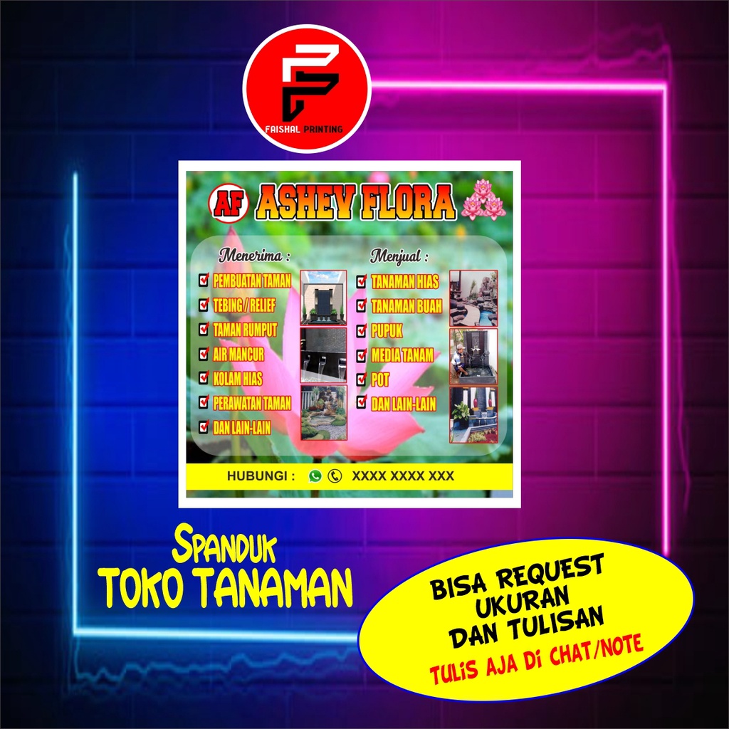 Spanduk Toko tanaman / banner toko tanaman hias / spanduk kustom ukuran 1 x 1 meter