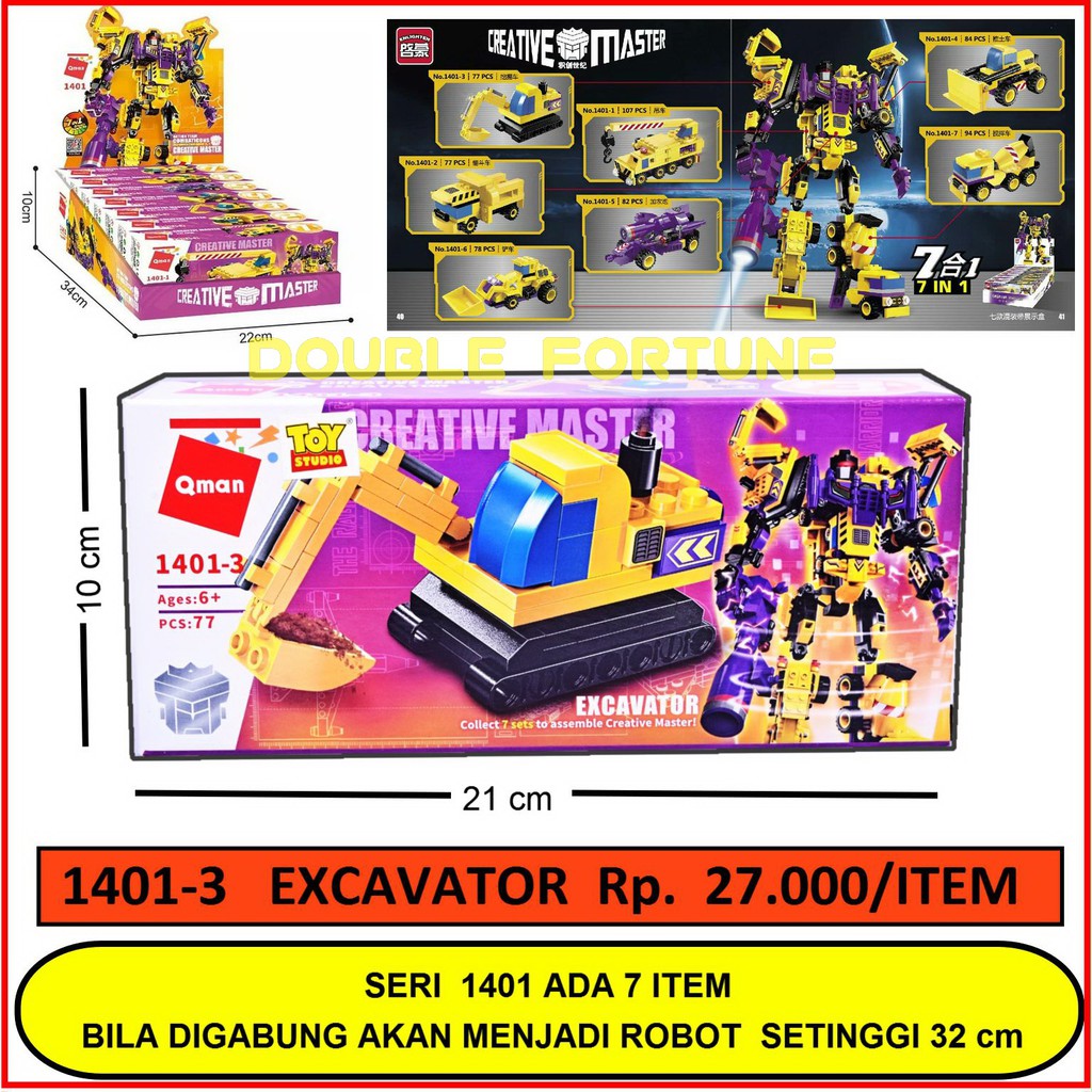 MAINAN QMAN BRICKS LEGO 1401-3 EXCAVATOR