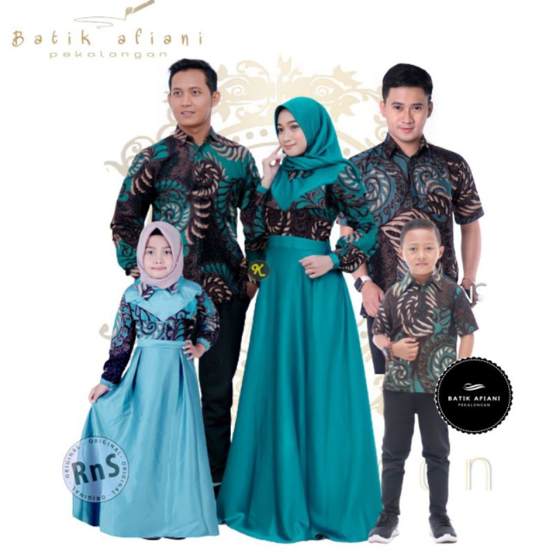 Bisa Pisah Batik Couple Keluarga Sania Ruffle Ori Ndoro Jowi TERMURAH Velvet Hijau Original Afiani - Baju batik Keluarga Sarimbit Ayah Ibu Dan Anak - Batik