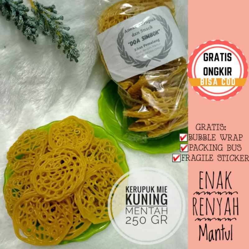 Kerupuk Mie Kuning Mentah Renyah Khas Pemalang Cemilan Kerupuk Kemasan 250 Gram