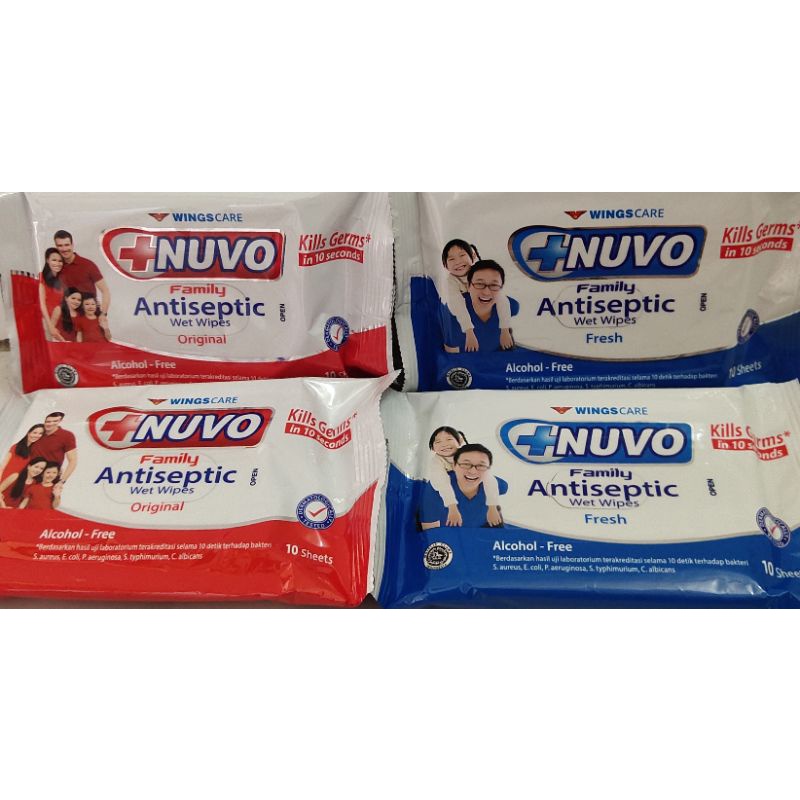 NUVO TISSUE BASAH WIPES 10 SHEETS ANTISEPTIC
