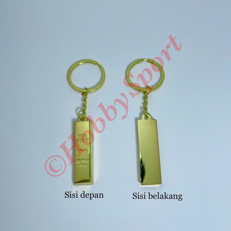 Gantungan Kunci Emas Batangan Gold Bar Key Chain Mainan Miniatur Unik-2