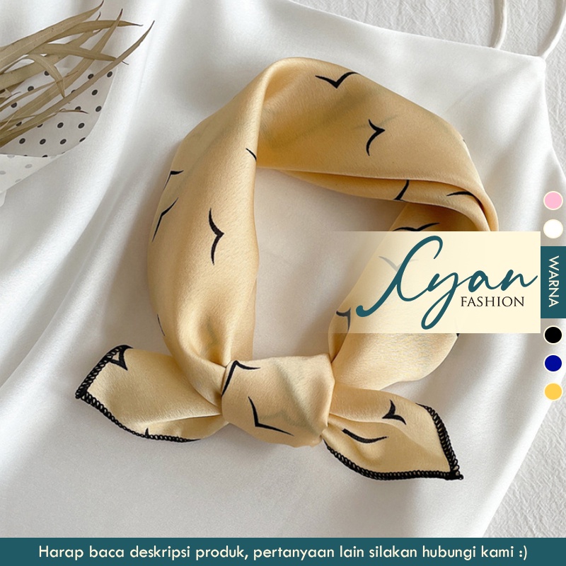 &quot;Sky&quot; 50x50 cm Mini scarf, Scarf Leher, Scarf Tas, Bahan Silk Immitation