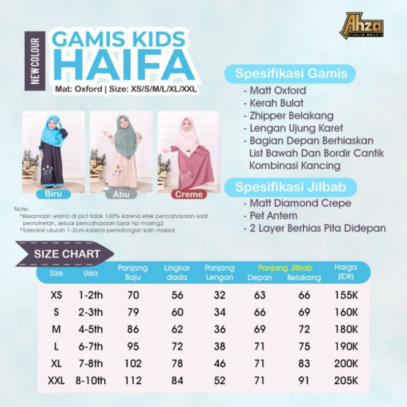 GAMIS KIDS HAIFA NEW COLOUR BY AHZA