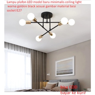 Lampu plafon LED model baru minimalis ceiling light warna golden black sesuai gambar material besi socket E27