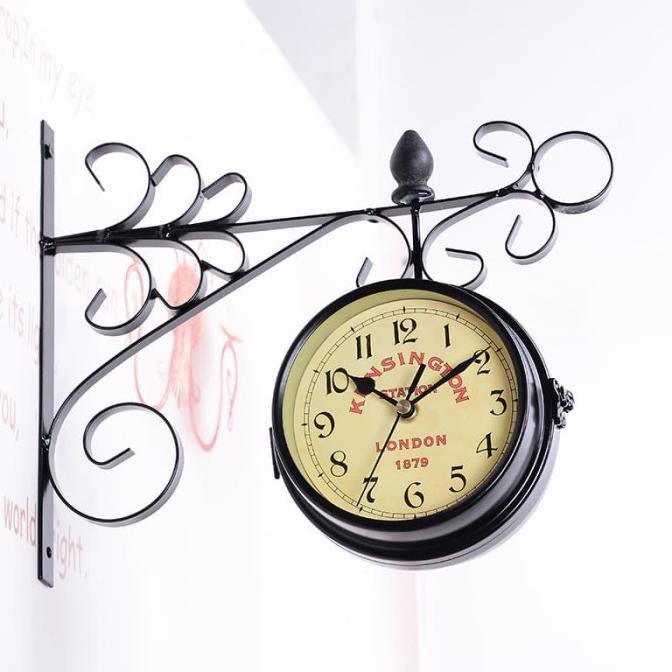 Dekorasi/ Jam Gantung Shabby Vintage 2 Sisi