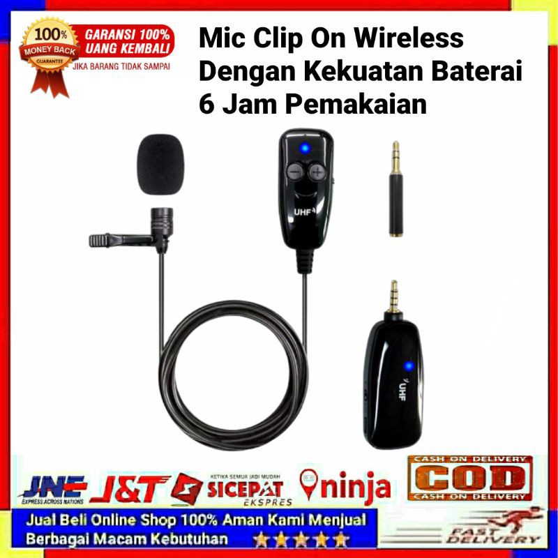 Microphone Mic Clip On Wireless 2.4G FRANK Vlog Untuk Smartphone Hp