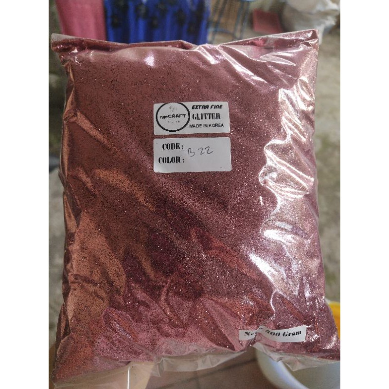 SERBUK GLITTER DUSTY PINK KODE B22 PER 25 GRAM