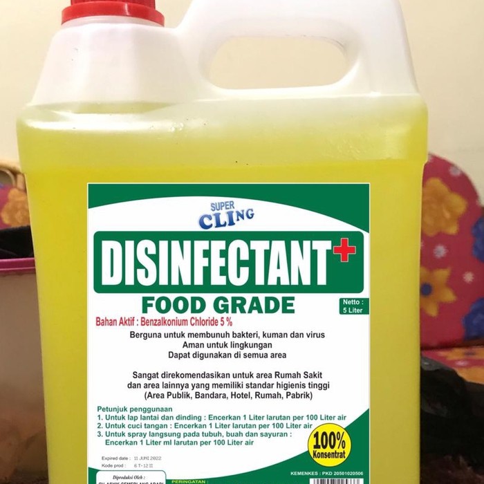 

DESINFEKTAN KONSENTRAT FOOD GRADE 5 LITER. 1 LT DS : 99 LT AIR