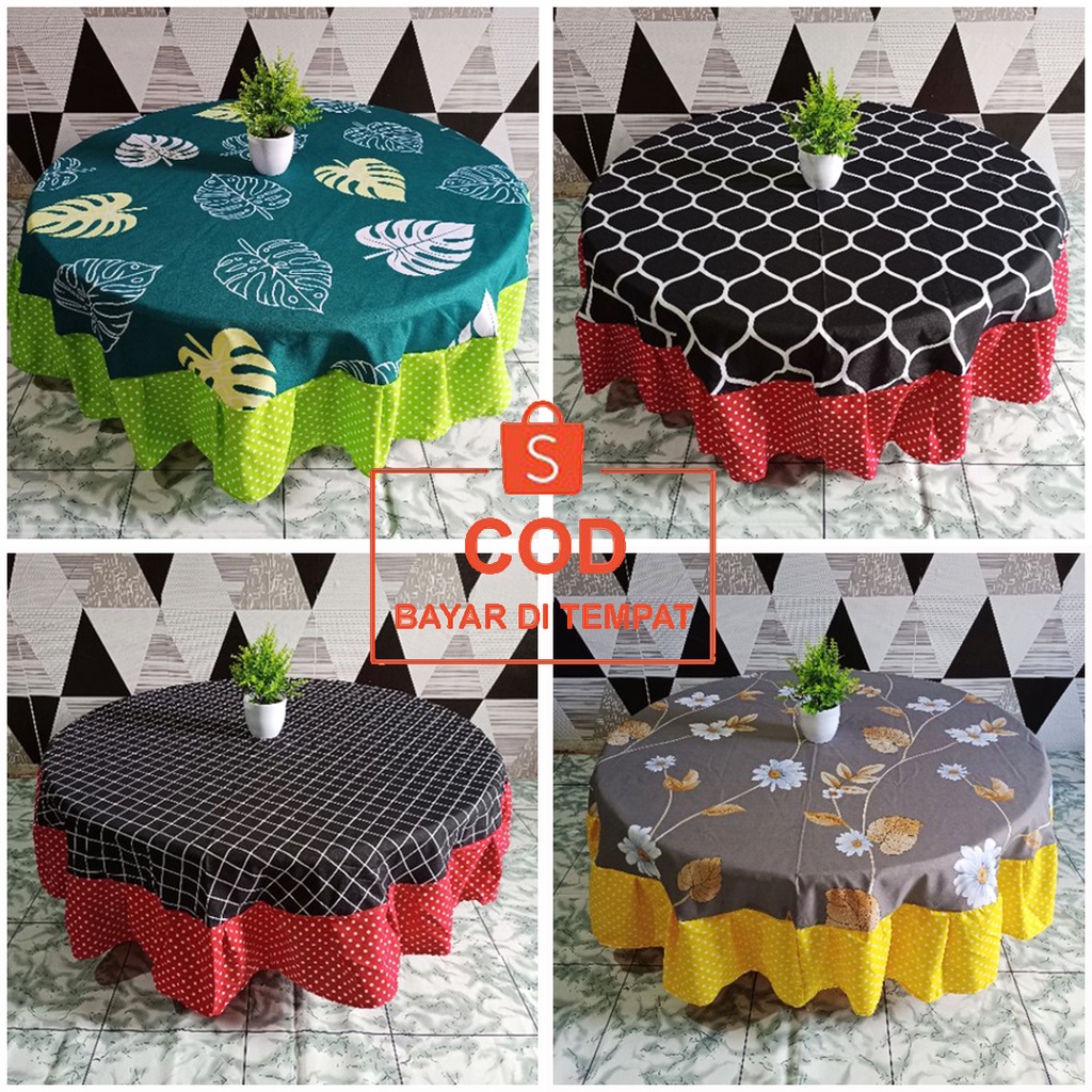 ✅COD Taplak Alas Meja Oshin Kain Katun Bulat Diameter 150cm Model Rumbai Rempel Perlengkapan Home Decor Dekorasi Ruang Tamu Ruangan Makan Dapur Rumah Tangga Minimalis Modern Mewah