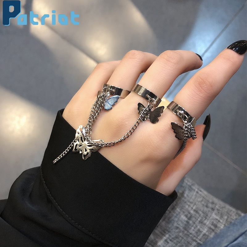 [ Fashion Multi-layer Punk Butterfly Chain Adjustable Open  Rings ][ Lovely Gifts Jewelry  For Girl Friends ]