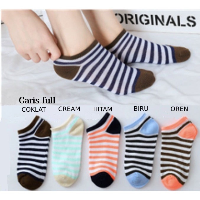 AGG-148 Kaos Kaus Kos Koas Kaki Semata Kaki Motif Garis Murah Import Korea Fashion