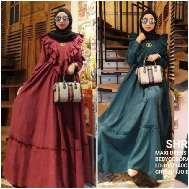 100% ORI SHR New Dress maxi rempel chanel babycodoray syahira import