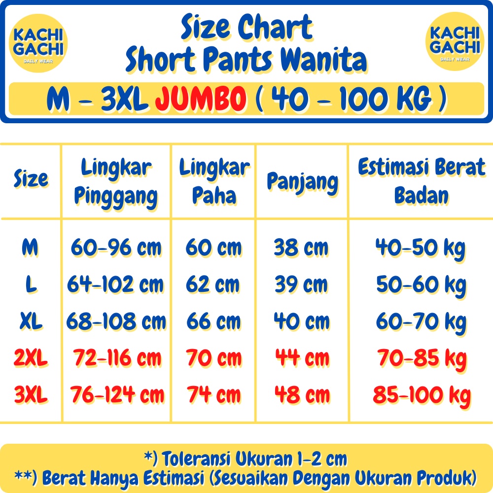 Celana Pendek Wanita Jumbo / Celana Santai Wanita / Celana Kolor Wanita / Short Pants Wanita Big Size - Gachi Plain