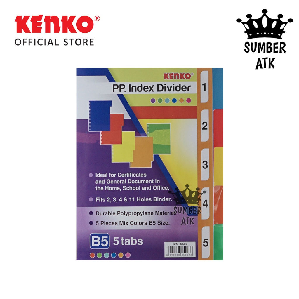 

KENKO PEMBATAS BINDER INDEX DIVIDER B5 IDX-B505 / 5 TAB