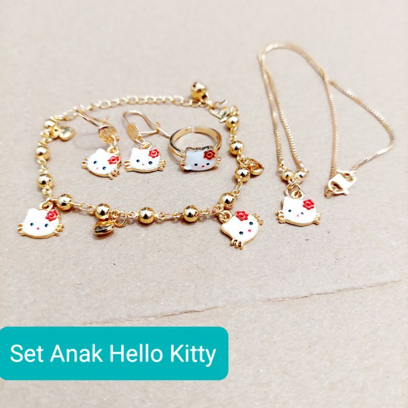 set anak hello kitty perhiasan xuping lapis emas aksesoris bayi dan anak